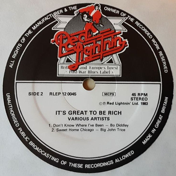 Various - It's Great To Be Rich (Vinyl, LP, 45 RPM, Compilation) Very Good Plus (VG+) / Very Good Plus (VG+)