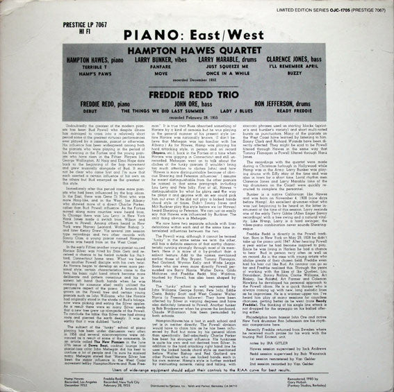 Freddie Redd - Piano: East/West (Vinyl, LP, Compilation, Reissue, Remastered) Very Good (VG) / Very Good (VG)