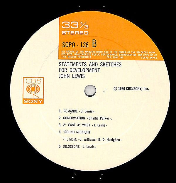 John Lewis (2) - Statements And Sketches For Development (Vinyl, LP...