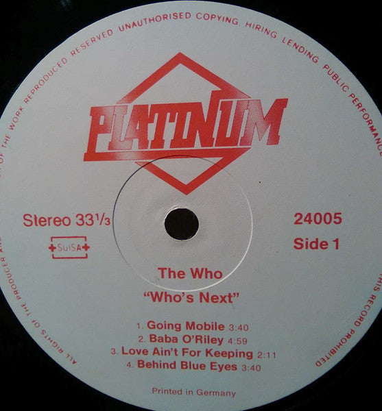The Who - Who's Next (Vinyl, LP, Album, Reissue) Very Good Plus (VG+) / Very Good Plus (VG+)