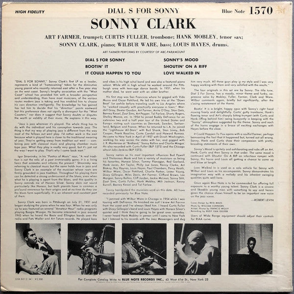 Sonny Clark - Dial "S" For Sonny (Vinyl, LP, Album, Reissue, Mono) Very Good Plus (VG+) / Very Good Plus (VG+)