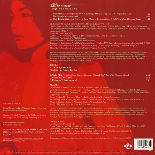 Syleena Johnson - Tonight I'm Gonna Let Go (Vinyl, 12", 33 ⅓ RPM, Single) Very Good (VG) / Very Good Plus (VG+)