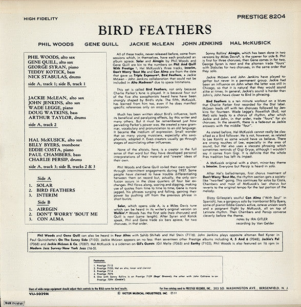 Phil Woods - Bird Feathers (Vinyl, LP, Album, Mono, Reissue) Very Good Plus (VG+) / Very Good Plus (VG+)