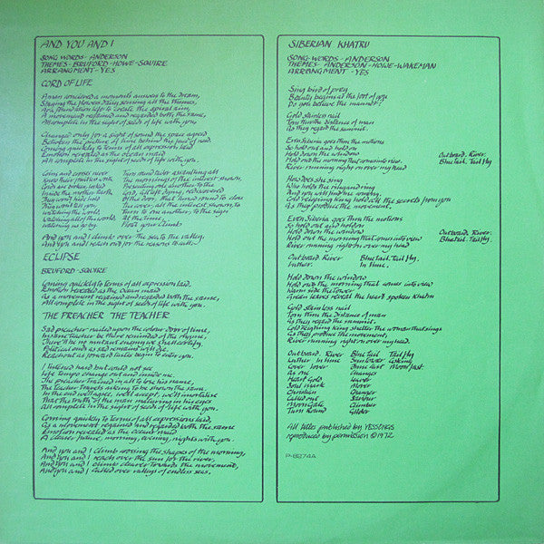 Yes - Close To The Edge = Kiseki (Vinyl, LP, Album) Very Good (VG) / Very Good (VG)