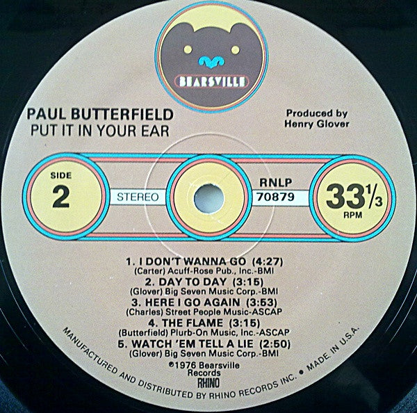 Paul Butterfield - Put It In Your Ear (Vinyl, LP, Album, Reissue) Very Good (VG) / Very Good Plus (VG+)