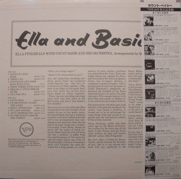 Ella Fitzgerald - Ella And Basie! (Vinyl, LP, Album, Reissue, Stereo) Very Good (VG) / Very Good (VG)