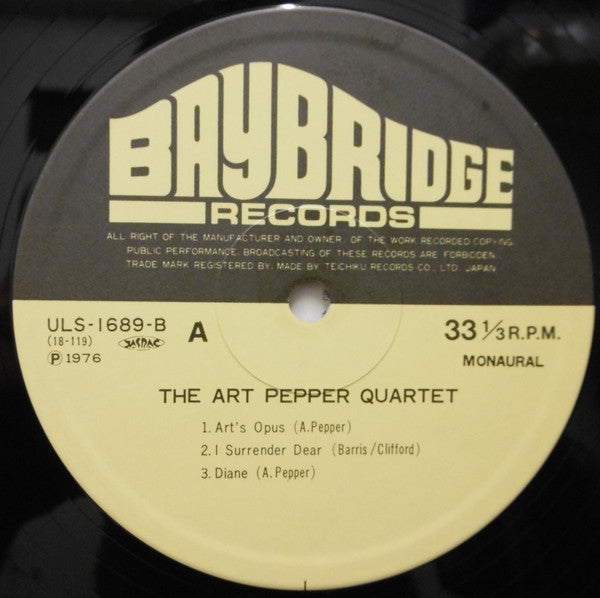 Art Pepper Quartet - The Art Pepper Quartet (Vinyl, LP, Album, Reis...