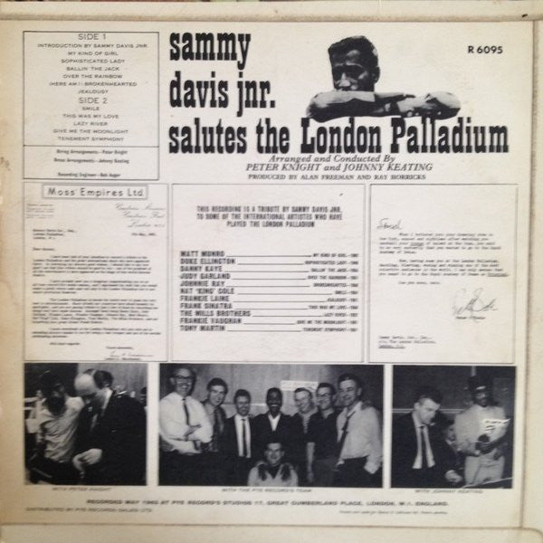 Sammy Davis Jr. - Salutes The London Palladium (Vinyl, LP, Mono, Album) Good Plus (G+) / Good (G)