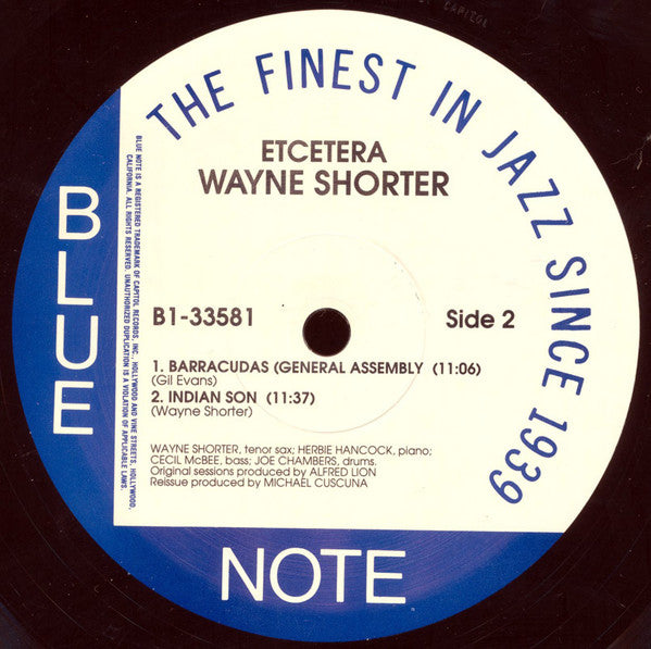 Wayne Shorter - Etcetera (Vinyl, LP, Album, Limited Edition, Reissue, Remastered) Near Mint (NM or M-) / Very Good Plus (VG+)