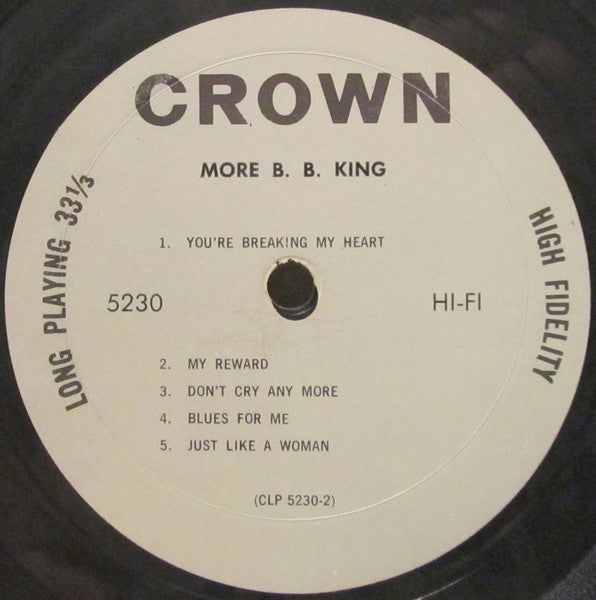 B.B. King - More B.B. King (Vinyl, LP, Album, Mono) Very Good (VG) / Good (G)