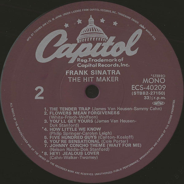 Frank Sinatra - The Hit Maker (2xVinyl, LP, Compilation, Mono) Very Good Plus (VG+) / Very Good (VG)
