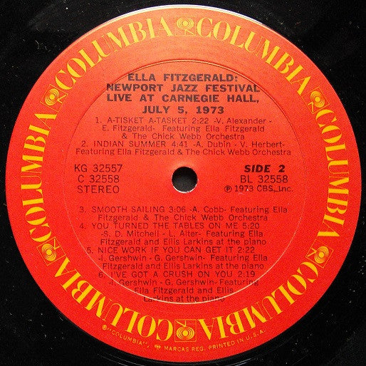 Ella Fitzgerald - Newport Jazz Festival Live At Carnegie Hall, July 5, 1973 (2xVinyl, LP, Album) Good Plus (G+) / Very Good (VG)