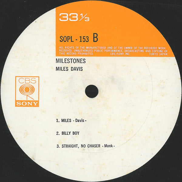 Miles Davis - Milestones (Vinyl, LP, Album, Reissue, Mono)