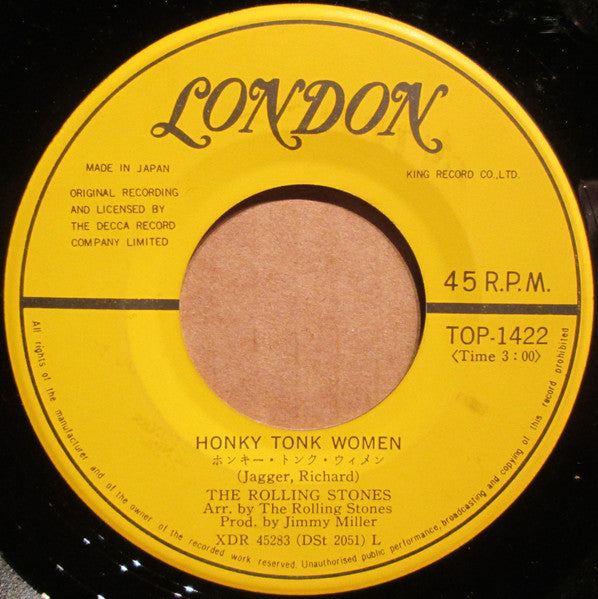 The Rolling Stones - Honky Tonk Women / You Can't Always Get What You Want (Vinyl, 7", 45 RPM, Single) Very Good (VG) / Good (G)