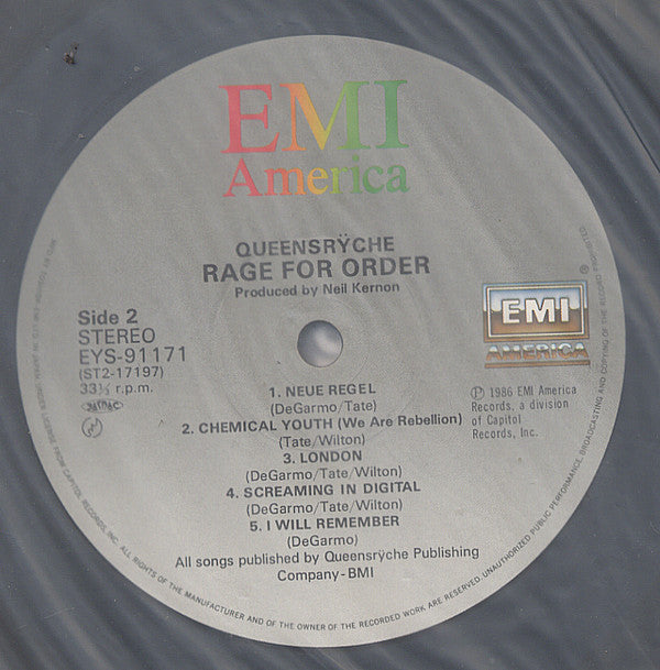 Queensrÿche - Rage For Order (Vinyl, LP, Album) Very Good Plus (VG+) / Good Plus (G+)