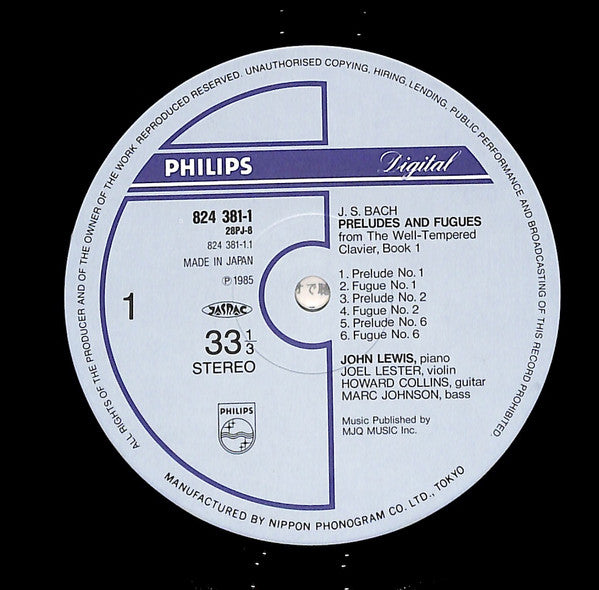 Johann Sebastian Bach - J.S. Bach Preludes And Fugues From The Well-Tempered Clavier Book 1 (Vinyl, LP, Album) Very Good Plus (VG+) / Good Plus (G+)