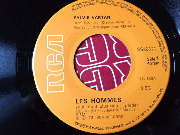 Sylvie Vartan - Les Hommes (Qui N'ont Plus Rien À Perdre) (Vinyl, 7", 45 RPM, Single) Very Good Plus (VG+) / Very Good Plus (VG+)
