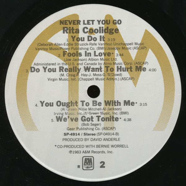 Rita Coolidge - Never Let You Go (Vinyl, LP, Album) Very Good Plus (VG+) / Very Good Plus (VG+)