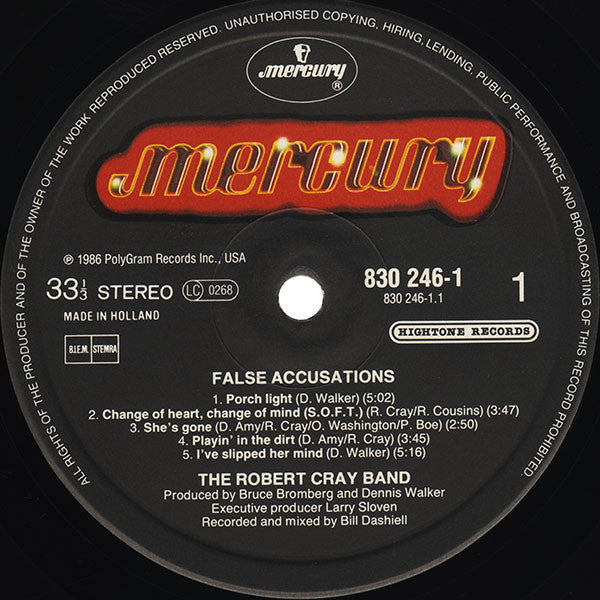 The Robert Cray Band - False Accusations (Vinyl, LP, Album) Very Good (VG) / Very Good Plus (VG+)