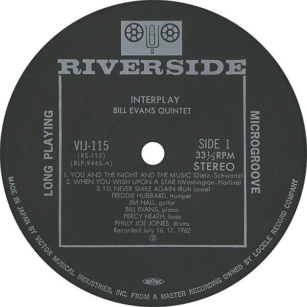 Bill Evans Quintet - Interplay (Vinyl, LP, Album, Reissue, Stereo) Very Good Plus (VG+) / Very Good Plus (VG+)