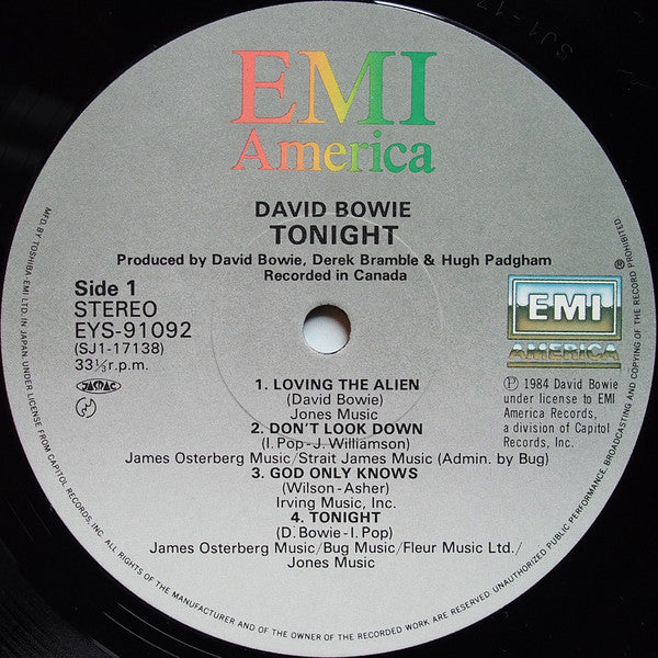 David Bowie - Tonight (LP, Album, Stereo) - Very Good Plus (VG+) / Very Good (VG)