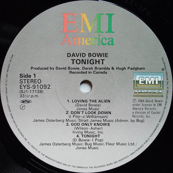 David Bowie - Tonight (Vinyl, LP, Album, Stereo)