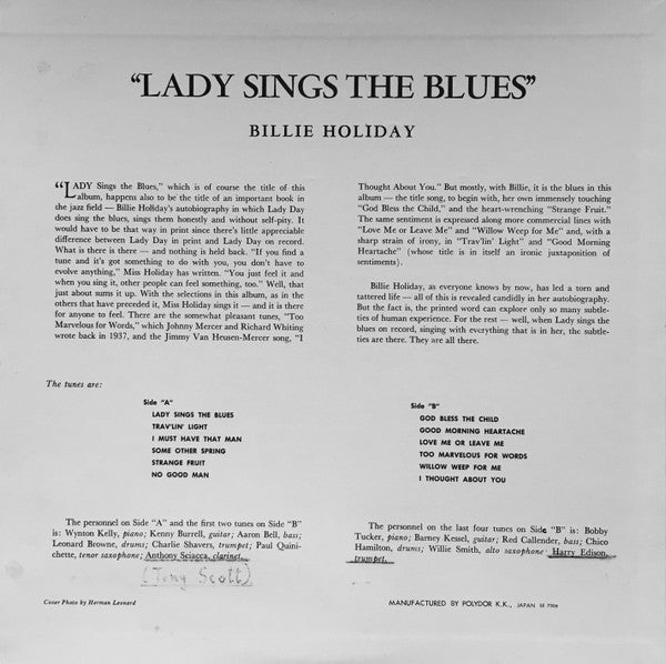 Billie Holiday - Lady Sings The Blues (Vinyl, LP, Album, Reissue, M...