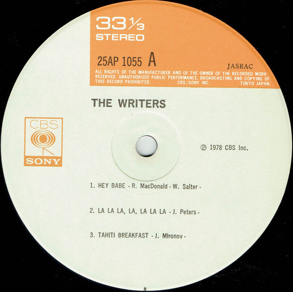 The Writers (2) - The Writers (Vinyl, LP, Album, Stereo) Very Good (VG) / Very Good Plus (VG+)