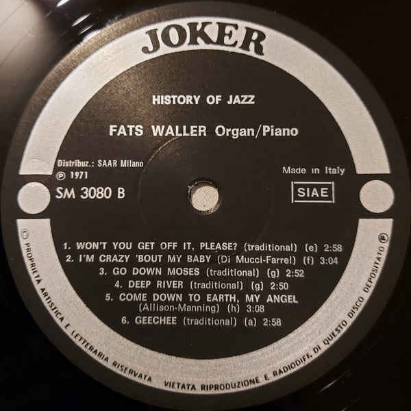 Fats Waller - Organ & Piano (Vinyl, LP, Compilation) Very Good Plus (VG+) / Very Good Plus (VG+)
