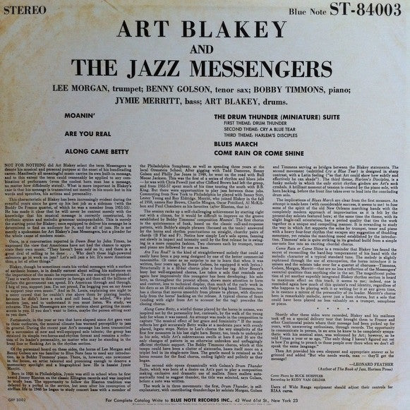 Art Blakey & The Jazz Messengers - Art Blakey And The Jazz Messengers (Vinyl, LP, Album, Limited Edition, Reissue, Stereo) Very Good Plus (VG+) / Very Good (VG)