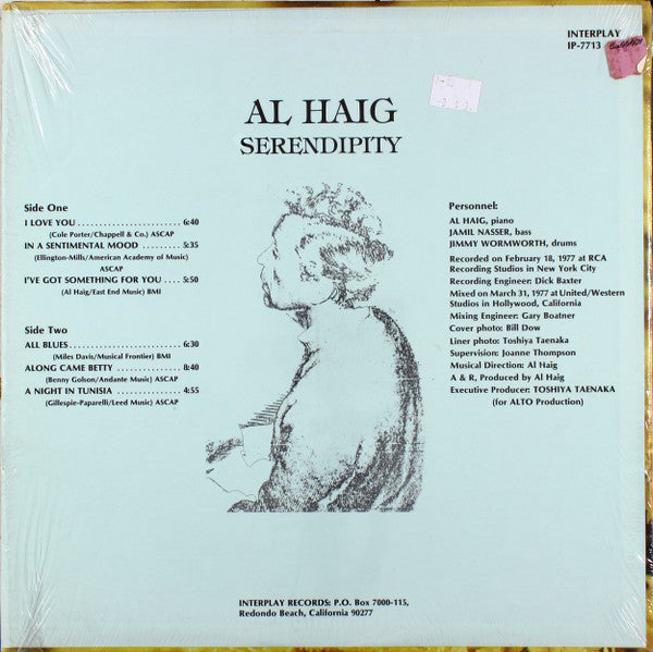 Al Haig - Serendipity (Vinyl, LP, Album) Very Good (VG) / Good Plus (G+)