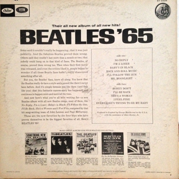 The Beatles - Beatles '65 (Vinyl, LP, Album, Reissue, Stereo) Very Good (VG) / Good (G)