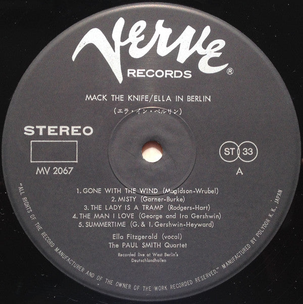 Ella Fitzgerald - Mack The Knife - Ella In Berlin (Vinyl, LP, Album, Reissue, Stereo) Very Good Plus (VG+) / Very Good Plus (VG+)