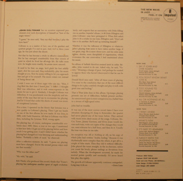 The John Coltrane Quartet - Ballads (Vinyl, LP, Album, Reissue, Ste...