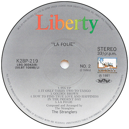 The Stranglers - La Folie = 狂人館ラ・フォリー (Vinyl, LP, Album) Near Mint (NM or M-) / Near Mint (NM or M-)