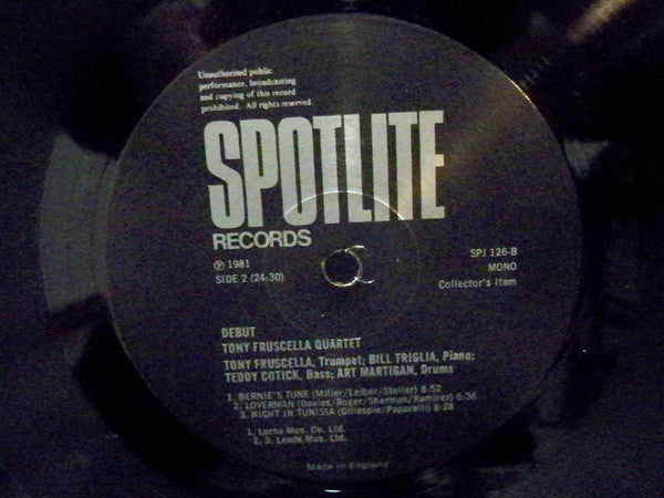 Tony Fruscella - Debut (Vinyl, LP, Mono) Very Good Plus (VG+) / Very Good (VG)