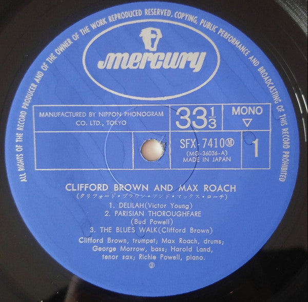 Clifford Brown And Max Roach - Clifford Brown And Max Roach (Vinyl, LP, Album, Reissue, Mono) Good Plus (G+) / Very Good Plus (VG+)