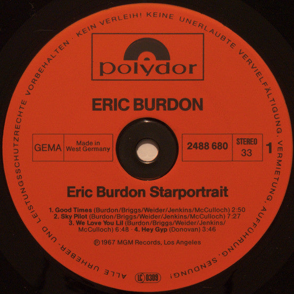 Eric Burdon - Starportrait (2xVinyl, Box Set, LP, Compilation, Reissue) Very Good Plus (VG+) / Good Plus (G+)