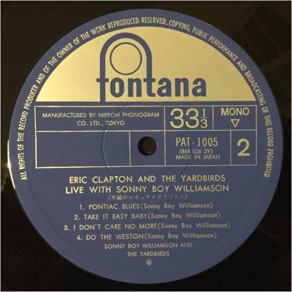 Eric Clapton - Eric Clapton And The Yardbirds Live With Sonny Boy Williamson (Vinyl, LP, Album, Reissue, Mono) Very Good Plus (VG+) / Very Good (VG)