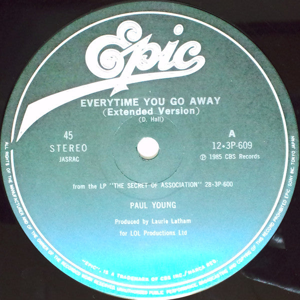 Paul Young - Every Time You Go Away (Vinyl, 12", 45 RPM, Single) Very Good (VG) / Very Good Plus (VG+)