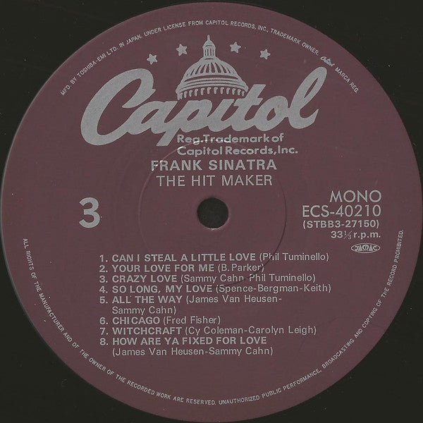 Frank Sinatra - The Hit Maker (2xVinyl, LP, Compilation, Mono) Very Good Plus (VG+) / Very Good (VG)