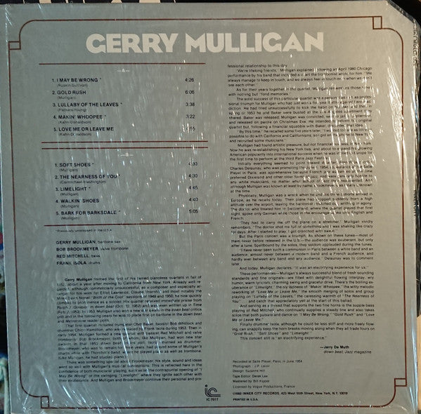 Gerry Mulligan - Gerry Mulligan (Vinyl, LP, Compilation) Good Plus (G+) / Good Plus (G+)