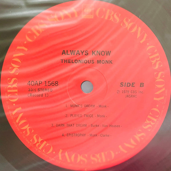 Thelonious Monk - Always Know (2xVinyl, LP, Compilation, Reissue, Stereo) Very Good Plus (VG+) / Very Good (VG)