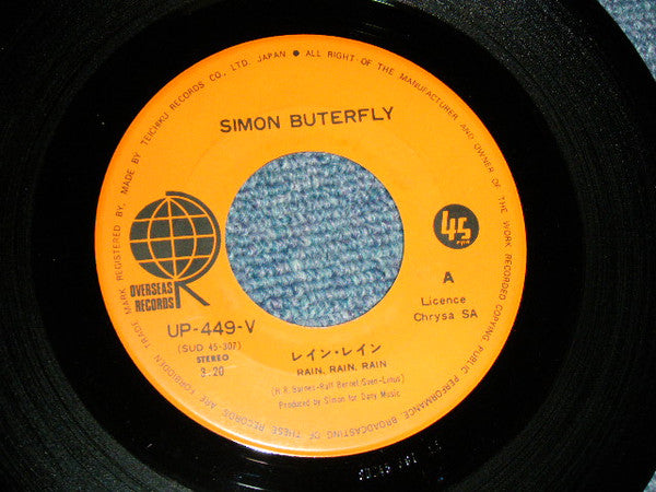 Simon Butterfly - Rain, Rain, Rain (Vinyl, 7", 45 RPM, Single) Very Good (VG) / Very Good Plus (VG+)