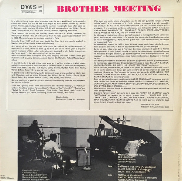 André Condouant - Brother Meeting (Vinyl, LP) Good Plus (G+) / Good Plus (G+)