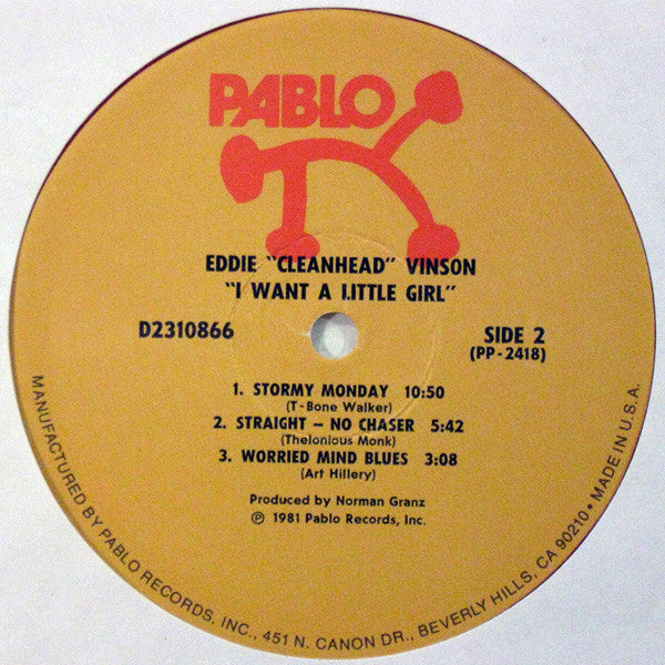Eddie "Cleanhead" Vinson - I Want A Little Girl (Vinyl, LP, Album, Stereo) Very Good (VG) / Good Plus (G+)