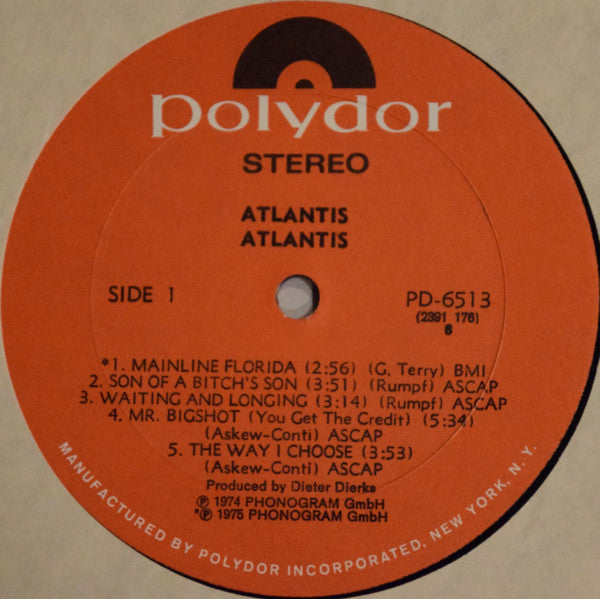 Atlantis (12) - Atlantis (Vinyl, LP, Album) Very Good Plus (VG+) / Good Plus (G+)