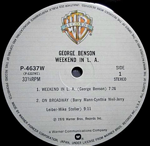 George Benson - Weekend In LA (2xVinyl, LP, Album, Reissue) Very Good Plus (VG+) / Very Good Plus (VG+)