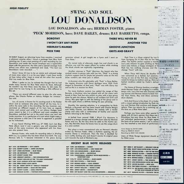 Lou Donaldson Quintet - Swing And Soul (Vinyl, LP, Album, Mono, Rei...