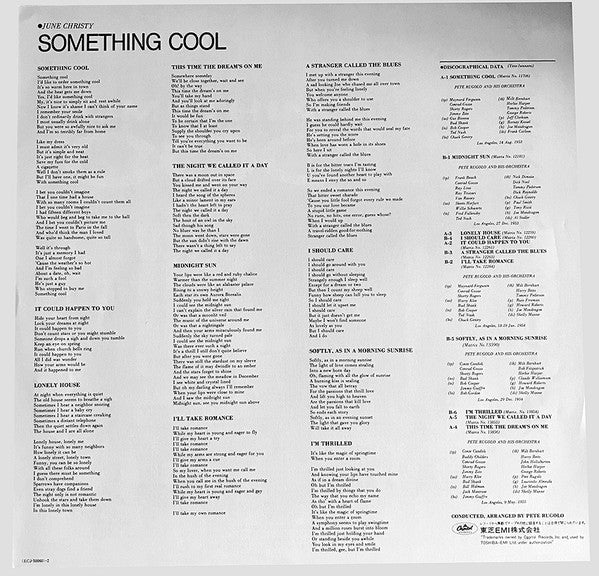 June Christy - Something Cool (Vinyl, LP, Compilation, Reissue, Mono) Very Good Plus (VG+) / Very Good (VG)
